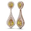 Image 2 : 10.3 ctw Canary Citrine & Diamond Earrings 18K Rose Gold
