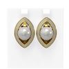 Image 1 : 1.61 ctw Diamond and Pearl Earrings 18K Yellow Gold