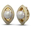 Image 2 : 1.61 ctw Diamond and Pearl Earrings 18K Yellow Gold