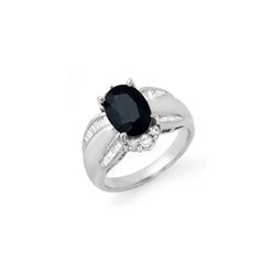 3.42 ctw Blue Sapphire & Diamond Ring 18K White Gold