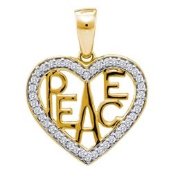 10kt Two-tone Gold Round Diamond Peace Heart Pendant 1/6 Cttw