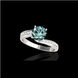 1.15 ctw SI Certified Fancy Blue Diamond Bypass Ring 10K White Gold