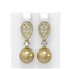 Image 1 : 2.03 ctw Diamond and Pearl Earrings 18K Yellow Gold