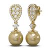 Image 2 : 2.03 ctw Diamond and Pearl Earrings 18K Yellow Gold