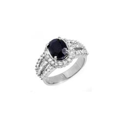 4.70 ctw Blue Sapphire & Diamond Ring 18K White Gold