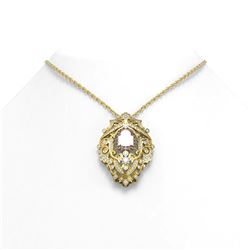 6.38 ctw Morganite & Diamond Necklace 18K Yellow Gold