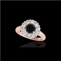 2.09 ctw Certified VS Black Diamond Solitaire Halo Ring 10K Rose Gold
