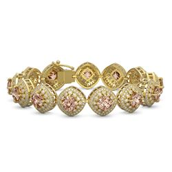 31.35 ctw Morganite & Diamond Victorian Bracelet 14K Yellow Gold