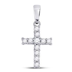 14kt White Gold Round Diamond Cross Pendant 1/10 Cttw