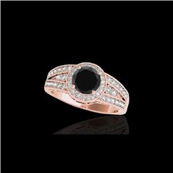 1.5 ctw Certified VS Black Diamond Solitaire Halo Ring 10K Rose Gold