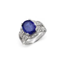 8.50 ctw Tanzanite & Diamond Ring 14K White Gold