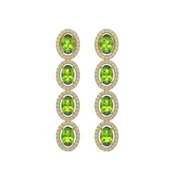 5.88 ctw Peridot & Diamond Micro Pave Halo Earrings 10K Yellow Gold