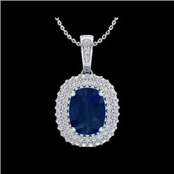 3.15 ctw Sapphire & Micro Pave VS/SI Diamond Necklace 18K White Gold