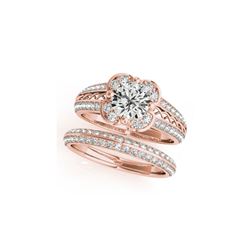 1.21 ctw Certified VS/SI Diamond 2pc Wedding Set Halo 14K Rose Gold