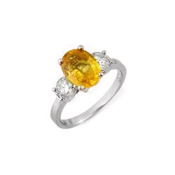 3.75 ctw Yellow Sapphire & Diamond Ring 14K White Gold
