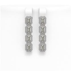 4.52 ctw Emerald Cut Diamond Micro Pave Earrings 18K White Gold