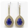 Image 1 : 31.74 ctw Sapphire & Diamond Victorian Earrings 14K Yellow Gold