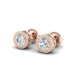 1.09 ctw VS/SI Diamond Solitaire Art Deco Stud Earrings 18K Rose Gold