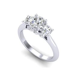 1.5 ctw VS/SI Diamond Solitaire Art Deco 3 Stone Ring 18K White Gold