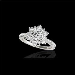 2.19 ctw Certified Diamond Solitaire Halo Ring 10K White Gold
