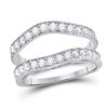 Image 1 : 14kt White Gold Round Diamond Milgrain Wrap Ring Guard Enhancer 1.00 Cttw