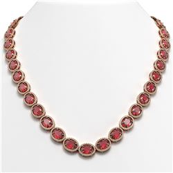 54.48 ctw Tourmaline & Diamond Micro Pave Halo Necklace 10K Rose Gold