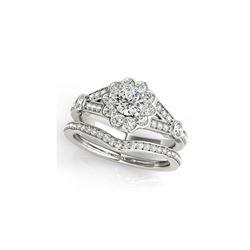 2.09 ctw Certified VS/SI Diamond 2pc Wedding Set Halo 14K White Gold