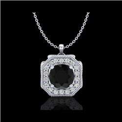 1.54 ctw Fancy Black Diamond Art Deco Stud Necklace 18K White Gold