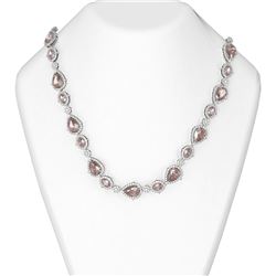 62.29 ctw Morganite & Diamond Necklace 18K White Gold
