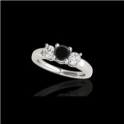 2 ctw Certified VS Black Diamond 3 Stone Solitaire Ring 10K White Gold