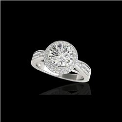 2.15 ctw Certified Diamond Solitaire Halo Ring 10K White Gold