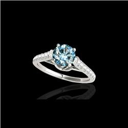 1.46 ctw SI Certified Fancy Blue Diamond Solitaire Ring 10K White Gold