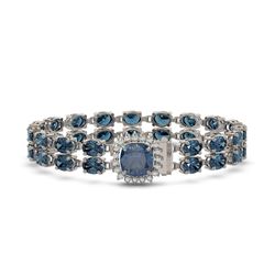 31.78 ctw London Topaz & Diamond Bracelet 14K White Gold