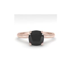3.0 ctw Cushion Black Diamond Engagement Designer Ring 18K Rose Gold