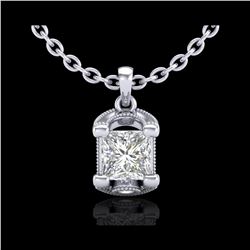 1.25 ctw Princess VS/SI Diamond Art Deco Necklace 18K White Gold