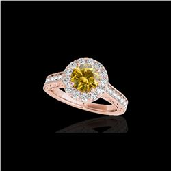 1.7 ctw Certified SI/I Fancy Intense Yellow Diamond Ring 10K Rose Gold