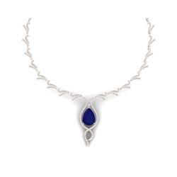 23.43 ctw Sapphire & VS Diamond Necklace 18K Rose Gold