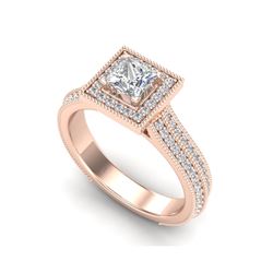 1.41 ctw Princess VS/SI Diamond Micro Pave Ring 18K Rose Gold