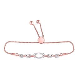 10kt Rose Gold Round Diamond Oval Link Bolo Bracelet 1/3 Cttw