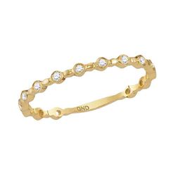 14kt Yellow Gold Round Diamond Modern Stackable Band Ring 1/10 Cttw
