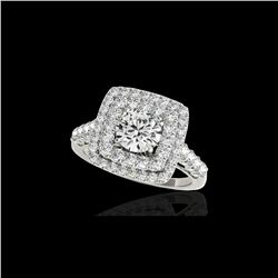 2.05 ctw Certified Diamond Solitaire Halo Ring 10K White Gold