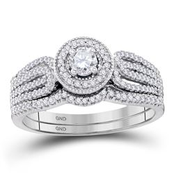 10k White Gold Round Diamond Bridal Wedding Engagement Ring Band Set 1/2 Cttw