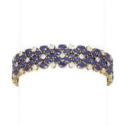 55.24 ctw Sapphire & Diamond Bracelet 18K Yellow Gold
