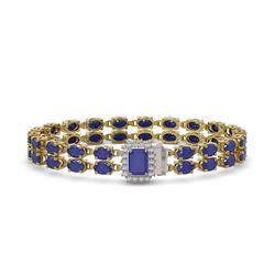 29.01 ctw Sapphire & Diamond Bracelet 14K Yellow Gold