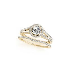 1.46 ctw Certified VS/SI Diamond 2pc Wedding Set Halo 14K Yellow Gold