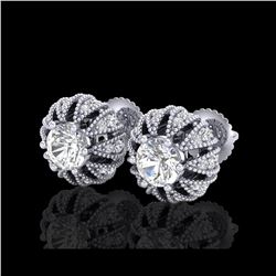 2.01 ctw VS/SI Diamond Art Deco Micro Pave Stud Earrings 18K White Gold