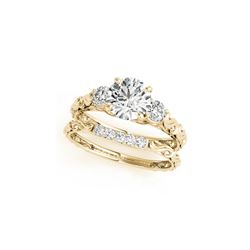 0.89 ctw VS/SI Diamond 3 Stone 2pc Wedding Set 14K Yellow Gold