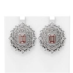 16.37 ctw Morganite & Diamond Earrings 18K White Gold