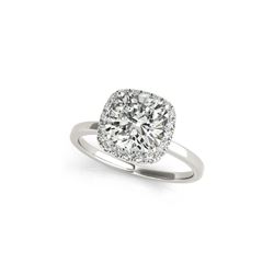 0.92 ctw Certified VS/SI Cushion Diamond Halo Ring 18K White Gold