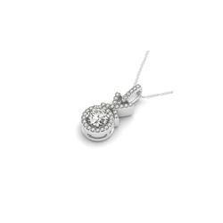 1.35 ctw Certified VS/SI Diamond Halo Necklace 14K White Gold